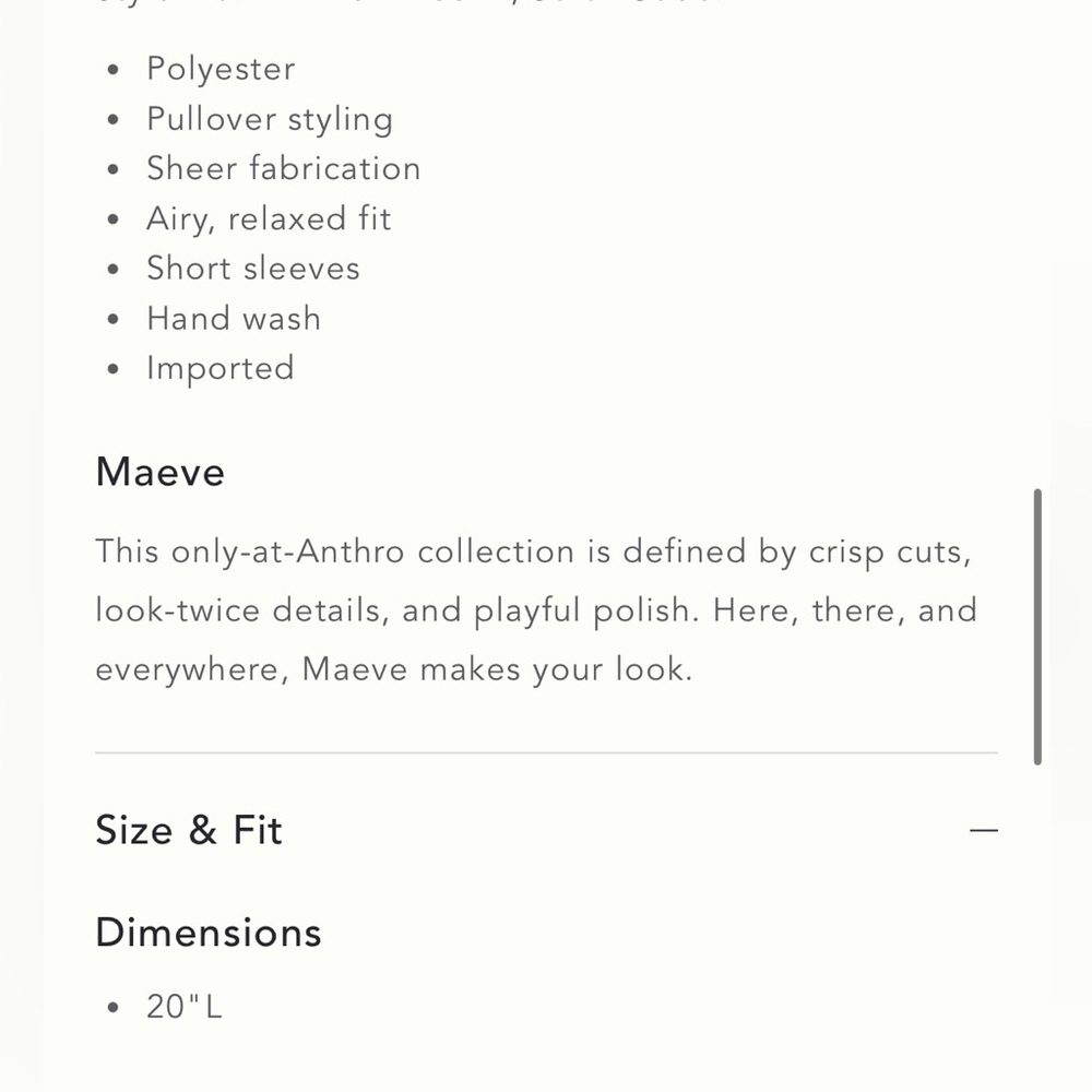 NWT Size S - Maeve Short Sleeve Sheer Lace Babydoll Blouse black (NWT US$ 88) - Picture 11 of 16